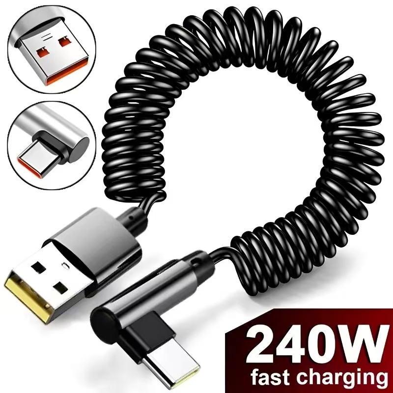 Coiled Usb Cable - 120W Fast Charging Coiled USB C