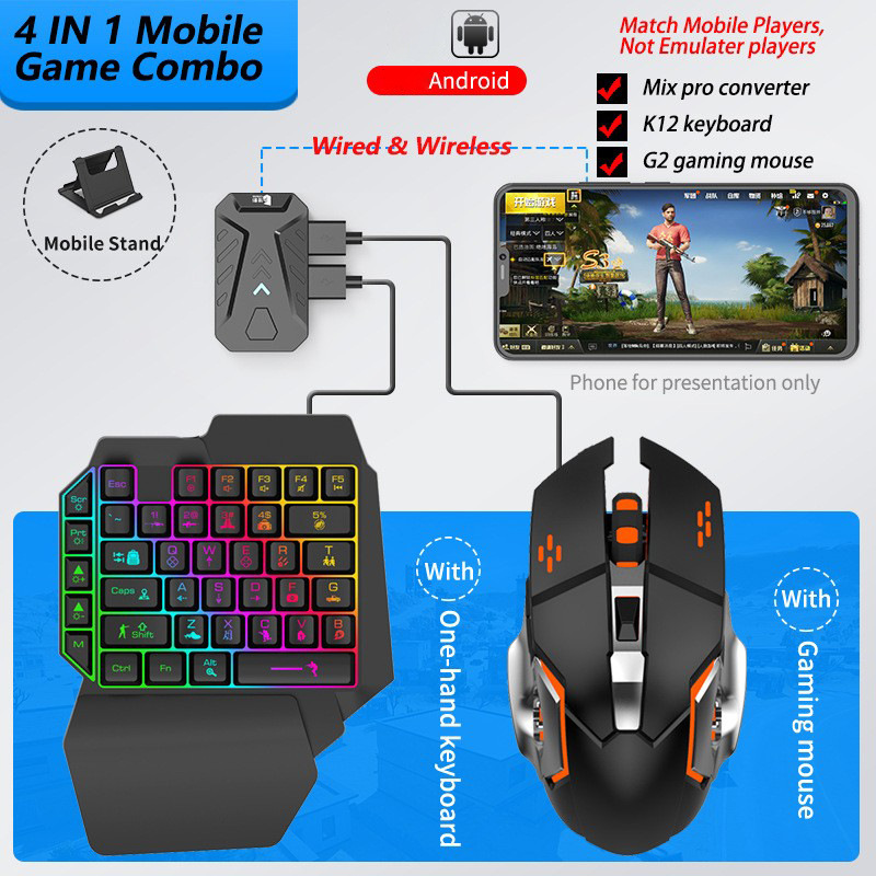 Gaming Keyboard Mouse And Headset Combo - Mobile Games Converter Gaming Keyboard and