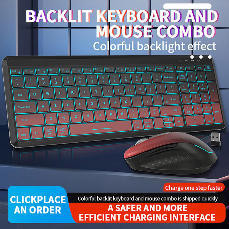 RGB Backlit Silent Wireless Ke - Gaming Keyboard Mouse And Headset Combo 评论和价格