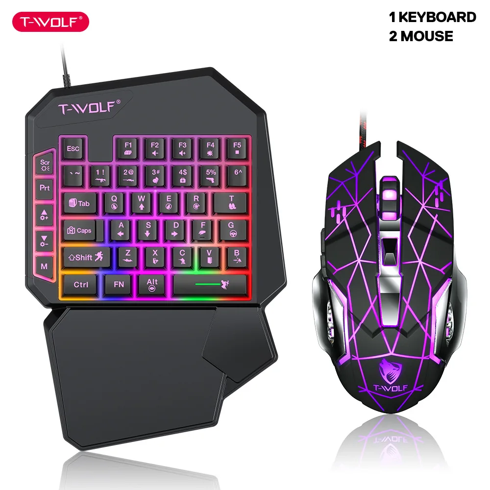 T-WOLF TF900 One Handed Keyboa - Gaming Keyboard Mouse And Headset Combo 评论和价格