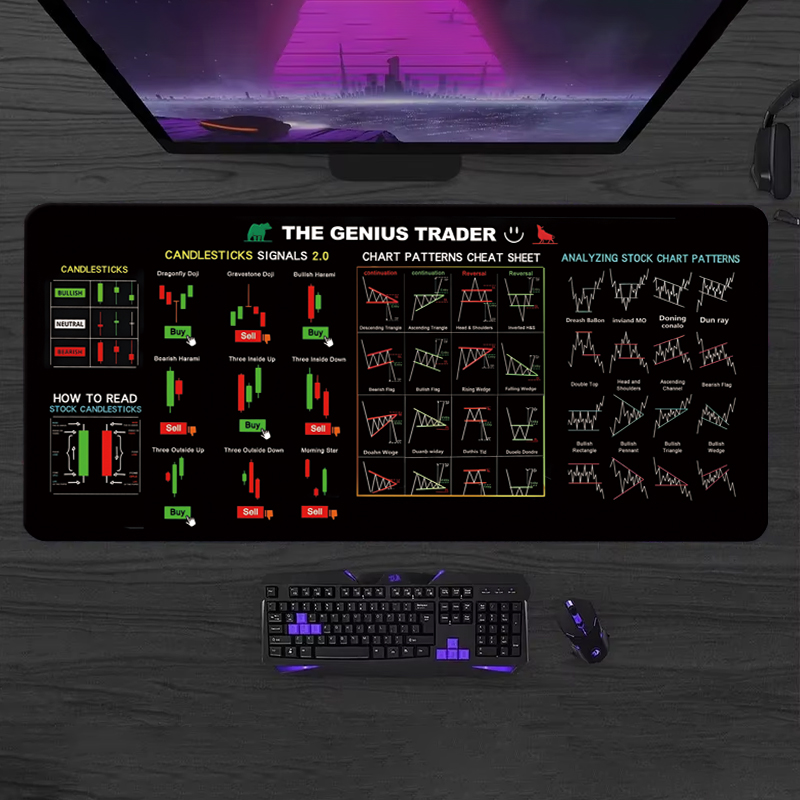 EXCO Stock Market Trader Leath - Gaming Keyboard And Mouse Pad 评论和价格