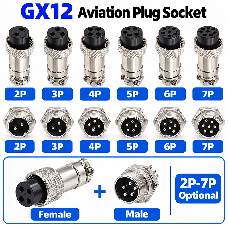 10Pcs GX12 12mm Circular Aviat - Aviator Connector Kit 评论和价格