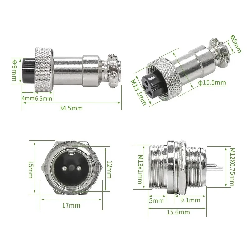 10Pcs GX12 12mm Circular Aviat - Aviator Connector Kit 评论和价格