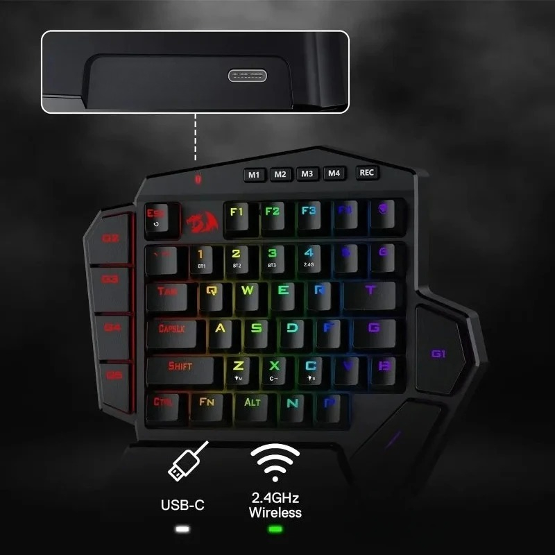 New Redragon K585 PRO Wireless - Gaming Keyboard 1 Hand 评论和价格