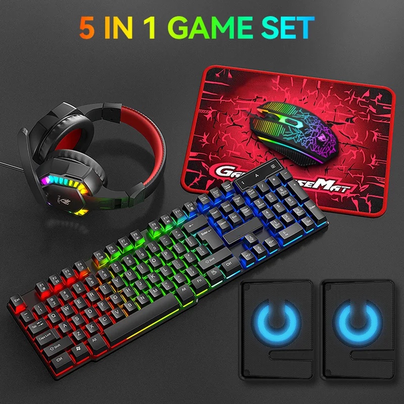 5-in-1 Set Gaming Combo Keyboa - Gaming Keyboard Mouse And Headset Combo 评论和价格