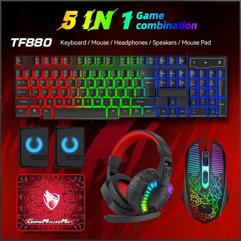5-in-1 Set Gaming Combo Keyboa - Gaming Keyboard Mouse And Headset Combo 评论和价格