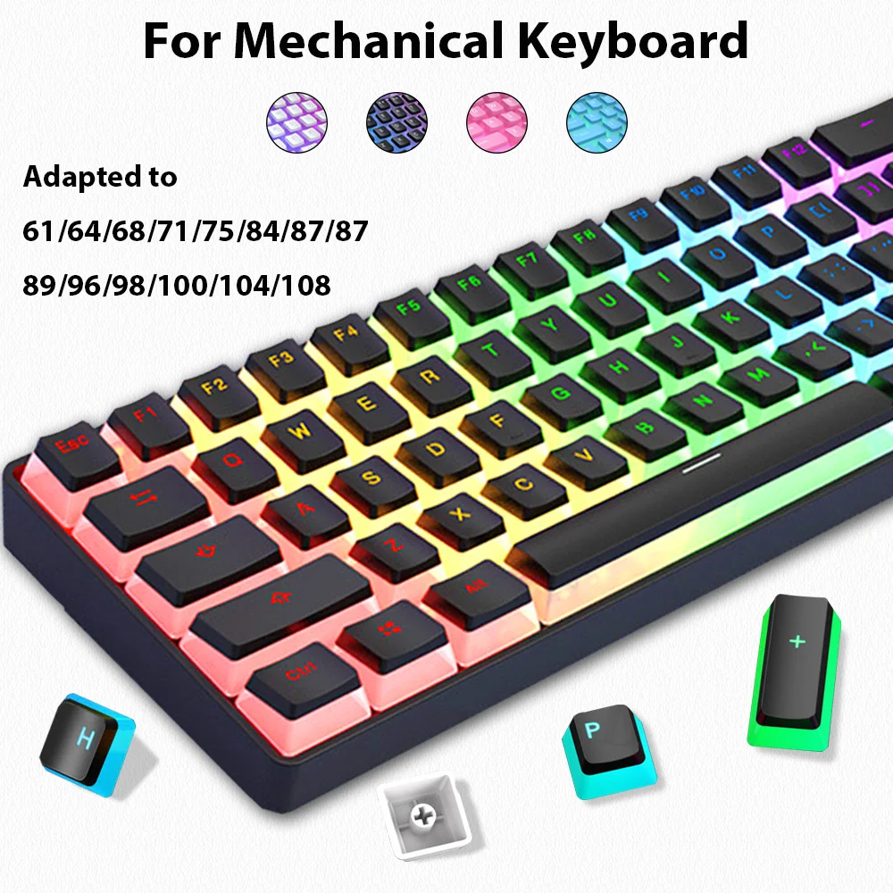 129 Keys Pudding Keycaps PBT D - Gaming Keyboard No Rgb 评论和价格