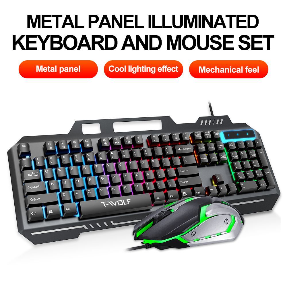 T WOLF TF600 Backlit Wired 104 - Gaming Keyboard Mouse Combo 评论和价格