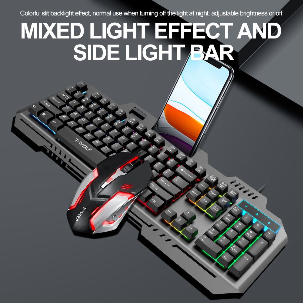 T WOLF TF600 Backlit Wired 104 - Gaming Keyboard Mouse Combo 评论和价格