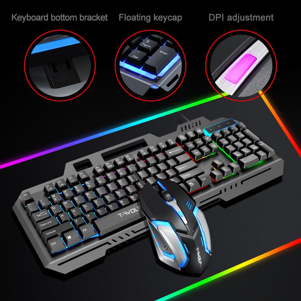 T WOLF TF600 Backlit Wired 104 - Gaming Keyboard Mouse Combo 评论和价格